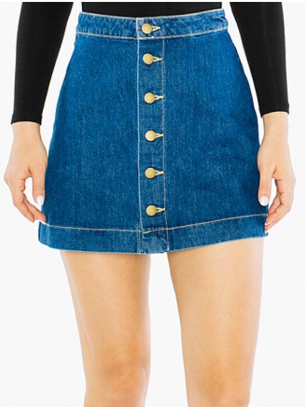 American Apparel Denim Button Front A-Line Skirt - Size Small